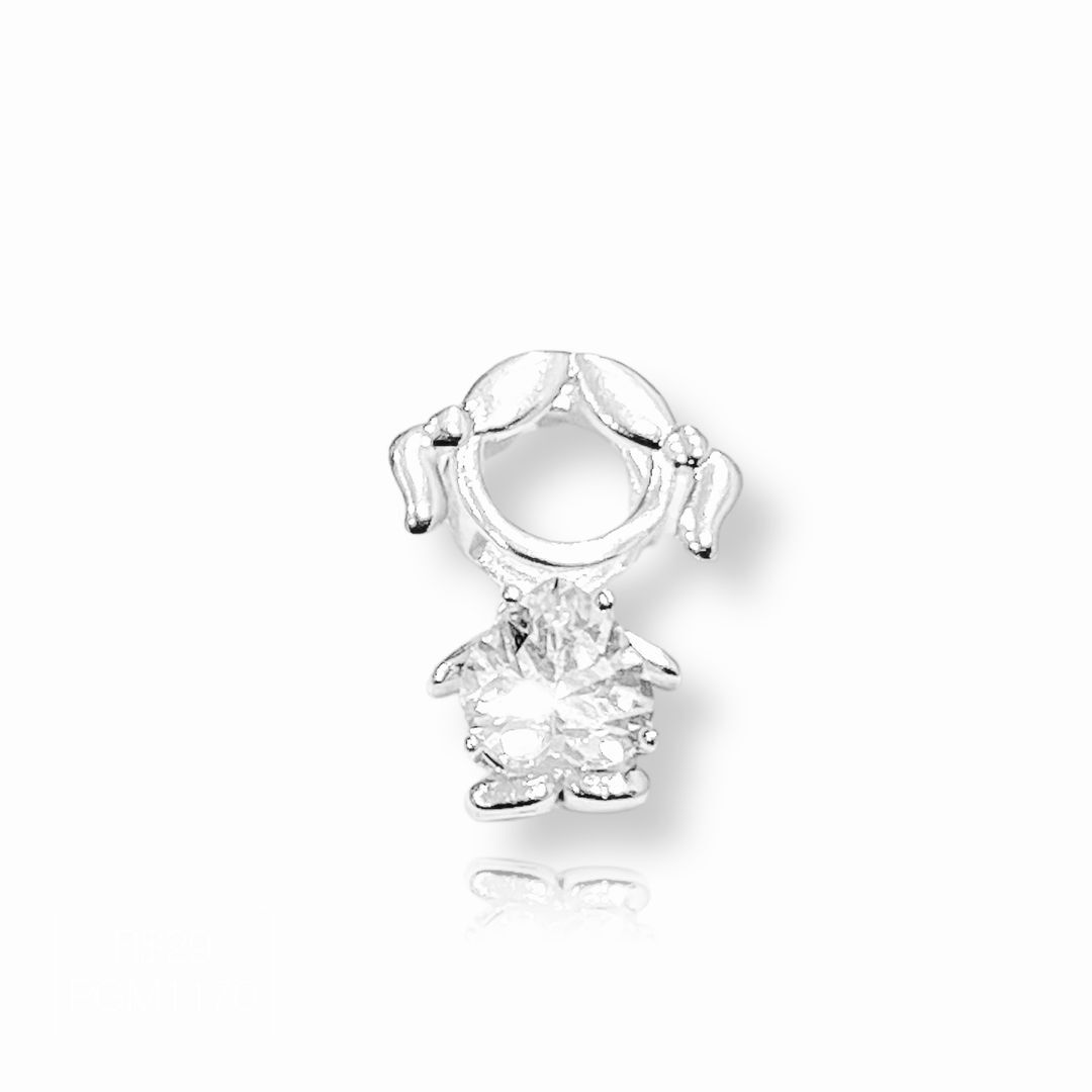 Pingente De Menina Cristal Prateado